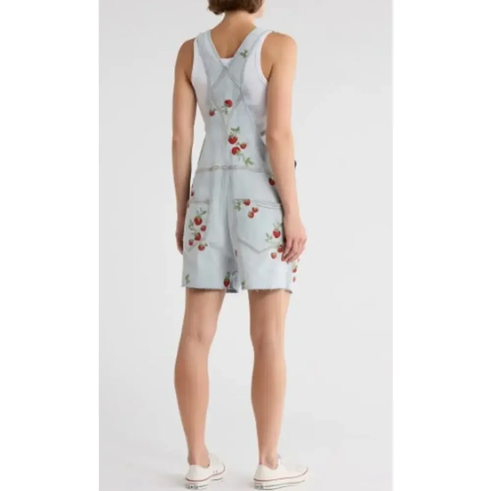 Driftwood NWT Strawberry Fields Embroidered Denim Shortalls Size L